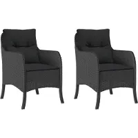vidaXL Chaises de jardin avec coussins 2 pcs. noir poly rotin