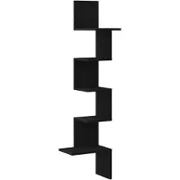 vidaXL Étagère d'angle murale noir 32x32x127,5 cm bois d'ingénierie