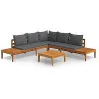 vidaXL Ensemble de salon de jardin 4 pièces avec coussins gris foncé en bois d'acacia