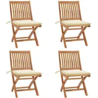 vidaXL Chaises de jardin pliantes avec coussins 4 pcs. Bois massif teck