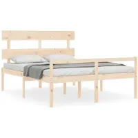 vidaXL Lit en bois massif avec tête de lit 160x200 cm