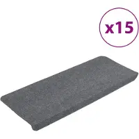 Super Merchant Tapis d'escalier autocollants 15 pcs 65x24,5x3,5 cm Gris