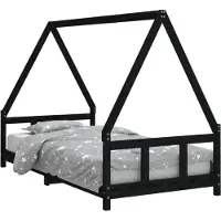 vidaXL Lit d'enfant noir 90x190 cm pin massif