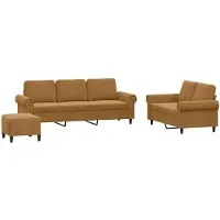 vidaXL Ensemble de canapés 3 pièces avec coussins Marron Velours