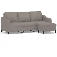 vidaXL Canapé 3 places avec pouf Taupe 180 cm Tissu