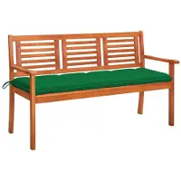vidaXL banc de jardin 3 places avec support 150 cm en bois massif d'eucalyptus