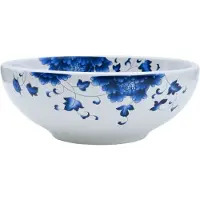 vidaXL Vasque à poser Blanc et Bleu Rond Ø41x14 cm Céramique