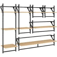 vidaXL Ensemble d'étagères murales avec barres 6 pcs chêne sonoma