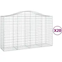 vidaXL Gabions avec arc surélevé 20pcs 200x50x120/140cm Fer galvanisé