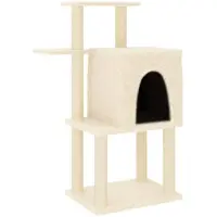 vidaXL Arbre à chat avec colonnes à griffer en sisal Crème 97 cm