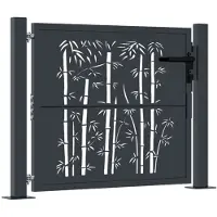 vidaXL Portail de jardin Anthracite 105x80 cm Acier Design Bambou