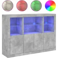 vidaXL Sideboards avec lampes LED 3 pcs. Gris béton Bois composite