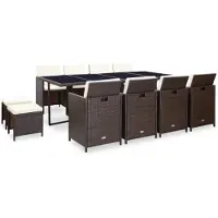 vidaXL Salon de jardin 33 pièces brun poly rotin
