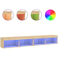 vidaXL Armoires TV avec lampes LED 2 pcs. chêne Sonoma 100x30x30 cm