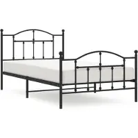 vidaXL Cadre de lit avec tête et pied de lit en métal noir 100x200 cm