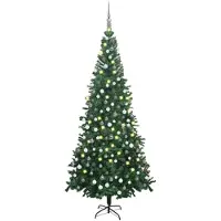 OEM vidaXL Arbre de Noël artificiel avec éclairage Boules L 240 cm Vert