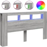 vidaXL Tête de lit LED Gris Sonoma 180x18,5x103,5 cm Bois composite