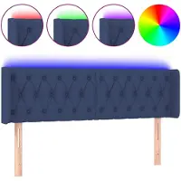 vidaXL Tête de lit LED bleue 163x16x78/88 cm Tissu