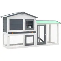 vidaXL Grand clapier à lapins gris et blanc 145x45x84 cm Bois