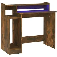 vidaXL Bureau avec LEDs chêne fumé 97x45x90 cm bois composite