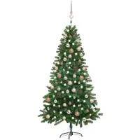 vidaXL Arbre de Noël artificiel pré-éclairé et boules 150 cm Vert