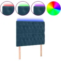 vidaXL Tête de lit LED bleu foncé 100x7x118/128 cm velours