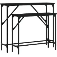 vidaXL Tables console 2 pcs noir bois d'ingénierie