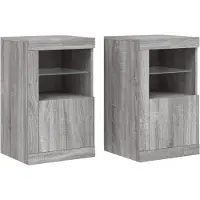 vidaXL Armoires d'appoint avec lampes LED 2 pcs. Gris Sonoma