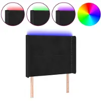 vidaXL Tête de lit LED noir 93x16x118/128 cm velours