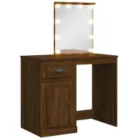 vidaXL Coiffeuse avec lampes LED brun aspect chêne 90x42x132,5 cm