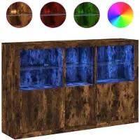 vidaXL Sideboard avec lampes LED chêne fumé 162x37x100 cm