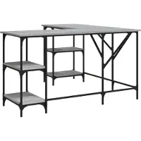 vidaXL Bureau gris Sonoma 139x139x75 cm Bois composite