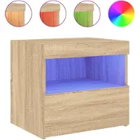 vidaXL Table de chevet avec lumières LED chêne sonoma 50x40x45 cm