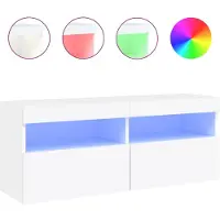 vidaXL Armoire TV murale avec lampes LED blanc 100x30x40 cm