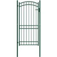 vidaXL Portail de clôture avec dessus arqué Acier 102x136 cm Vert