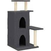 vidaXL Arbre à chat avec colonnes à griffer en sisal Gris foncé 97 cm