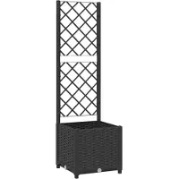 vidaXL Jardinière de jardin avec treillis Noir 40x40x136 cm PP