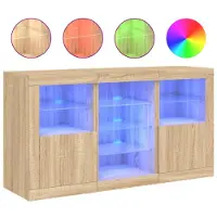vidaXL Sideboard avec lampes LED Chêne Sonoma 123x37x67 cm