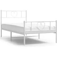 vidaXL Cadre de lit avec tête et pied de lit en métal blanc 90x190 cm