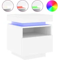 vidaXL Armoire de chevet avec lumières LED blanc 40x39x48,5 cm