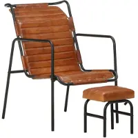vidaXL Fauteuil relax avec repose-pieds Marron Cuir véritable