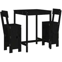 vidaXL Ensemble bar de jardin 3 pièces noir pin massif