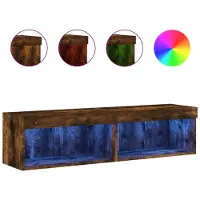 vidaXL Armoires TV avec lampes LED 2 pcs. Chêne fumé 60x30x30 cm