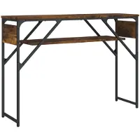 vidaXL Table console avec étagère chêne fumé 105x30x75 cm