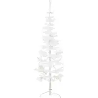 vidaXL Demi sapin de Noël artificiel mince avec support Blanc 120 cm