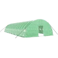 vidaXL Abri de jardin avec structure en acier 96 m² 16x6x2,85 m vert