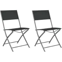 vidaXL Chaises de jardin pliantes 2 pcs. noir acier et textilène