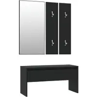 vidaXL Ensemble de meubles de couloir noir bois d'ingénierie