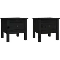 vidaXL Tables d'appoint 2 pcs Noir 40x40x39 cm Bois massif de pin