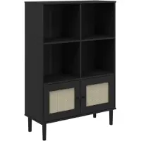 vidaXL Bibliothèque SENJA aspect de rotin noir bois massif de pin